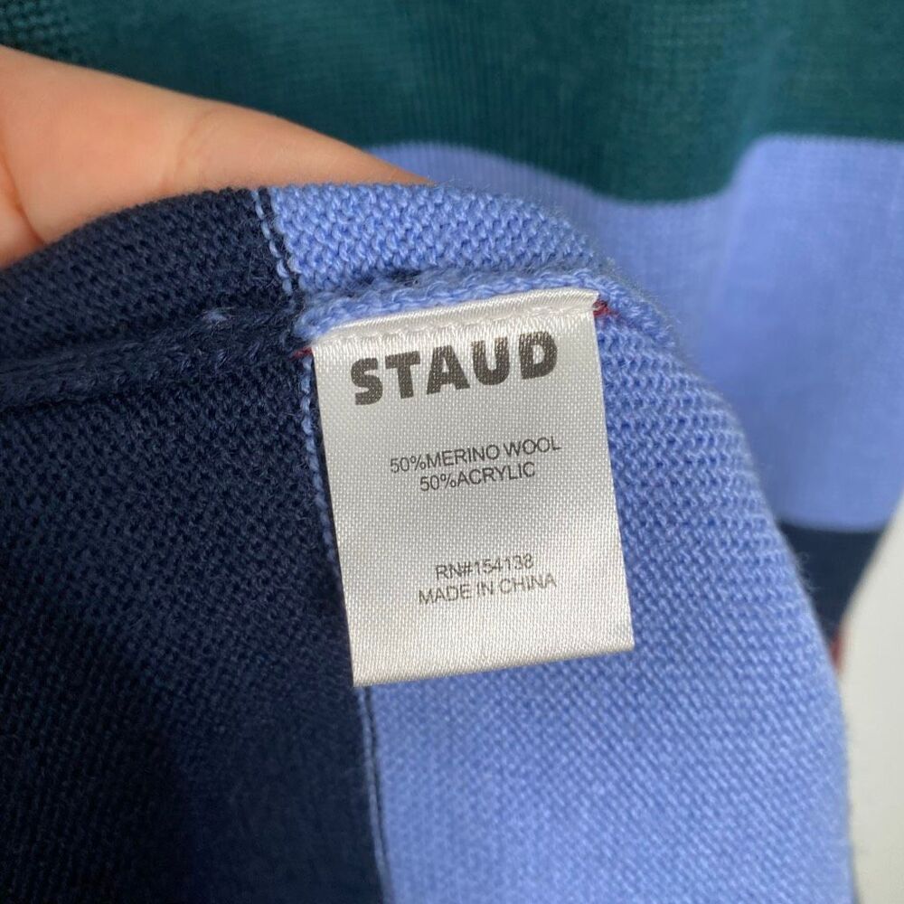STAUD Fox Striped Merino Wool-Blend Maxi Dress XS - Picture 9 of 9